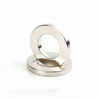 NiCuNi Coating Rare Earth Permanent N52 Sintered NdFeB Large Neodymium Ring Magnets With Hole